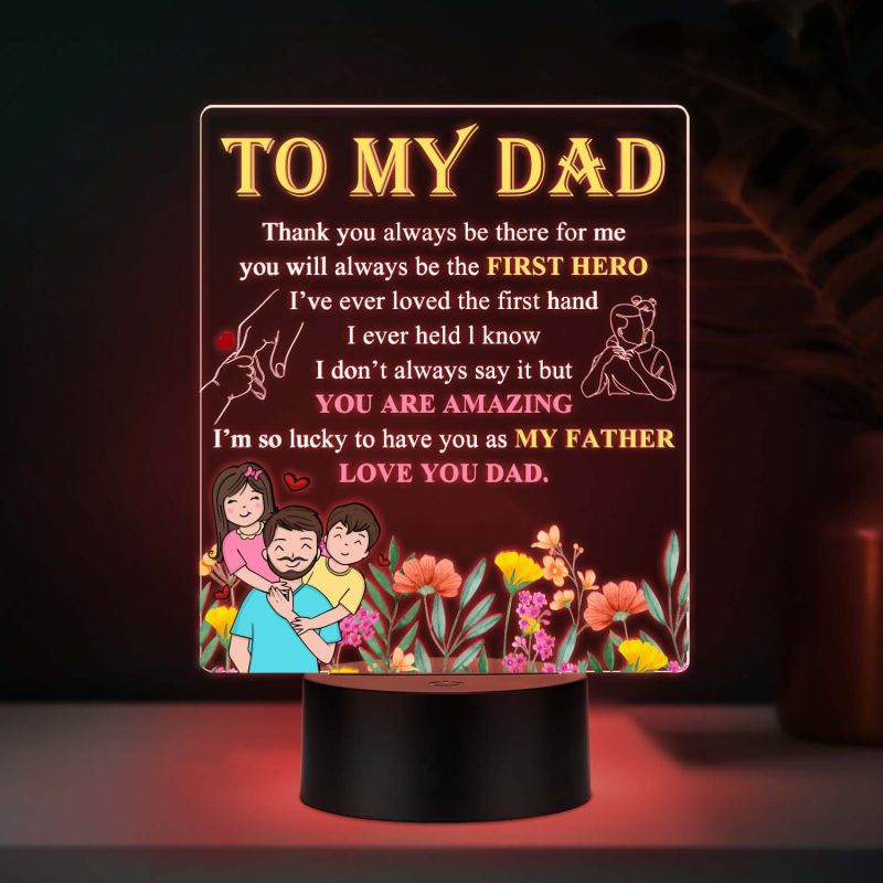 To My Dad UV Print 7 Color LED Night Lamp Fathers Day Gift Acrylic Light